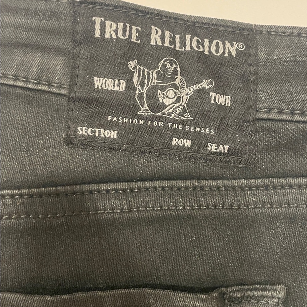 True Religion Women’s Black Slim Jeans - Signature Label with a Halle SN Coating